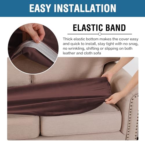 H.VERSAILTEX Velvet Stretch Individual Couch Cushion Cover Plush Cushion Slipcover for Loveseat Sofa Cushion Furniture Protector Seat Cushion Sofa Cover (1 Piece Sofa Cushion Cover, Brown)