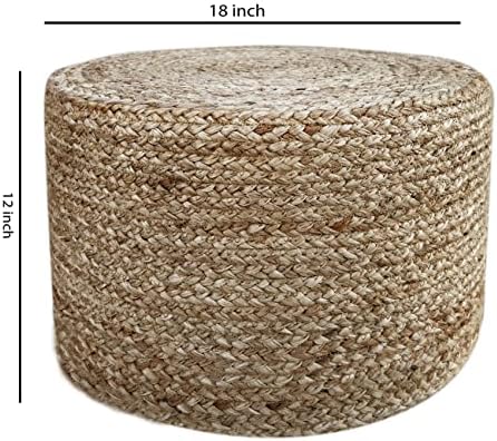Pouf Ottoman 100% Jute Braided Pouffe (18"x18"x12")
