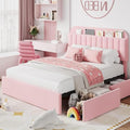 IDEALHOUSE Queen Bed Frame with 2 Flexible Drawers and Bookcase Headboard, Boucle Upholstered Platform Bed for Boys/Girls, Noise-Free, Easy Assembly, No Box Spring Needed, Pink
