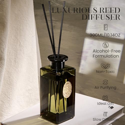 M&SENSE 10.14 oz Large Reed Diffuser Set | Bamboo Scent Oil Diffuser with Sticks | Hotel Collection Non-Toxic Essential Oil |for Bedroom Bathroom Living Room