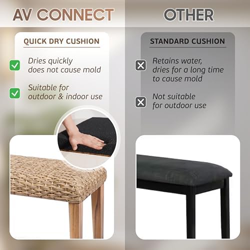Outdoor Rattan Backless Bench with PE Wicker & Acacia Wood Frame, Natural