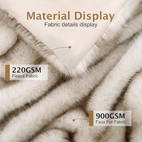 Touchat Luxury 1000GSM Faux Fur Throw Blanket, Super Thick Warm Cozy Heavy Blankets for Couch Bed Sofa, Plush Fuzzy Elegant Winter Reversible Mink Blanket for Living Room Bedroom 50x60,Taupe
