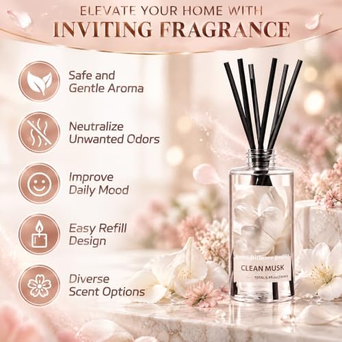 SCENTORINI Reed Diffuser Oil Refill, Clean Musk Diffuser Oil 6.76 Fl Oz