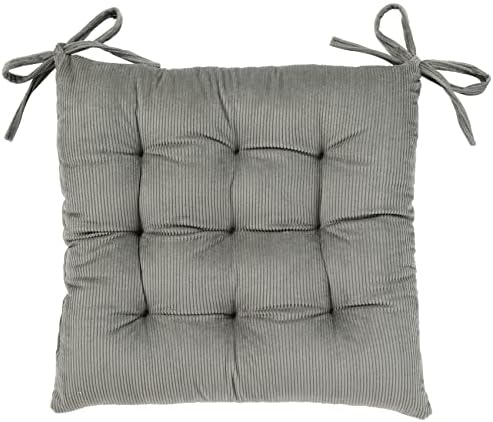 HLOVME Corduroy Chair Cushion with Ties Ultra Soft Warm Floor Cushion for Kids Reading Nook Comfortable Square Seat Cushion for Adult 15.7”x15.7”, Grey