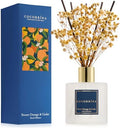 COCORRÍNA Reed Diffuser - Sweet Orange & Cedar 6.7 Fl.oz Reed Diffuser Set with Sticks & Preserved Baby's Breath, Reed Diffuser for Home Bathroom Shelf Decor