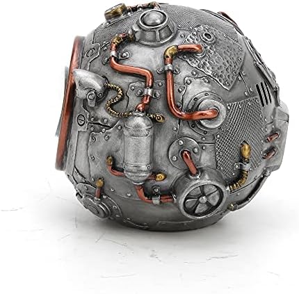Veronese Design 3 3/8 Inch Tall Steampunk Orb from Outer Space Alien Collectible Cold Cast Pewter Finish Resin Sculpture
