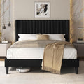 Yaheetech Queen Bed Frame with Headboard, Black Channel-Tufted Platform