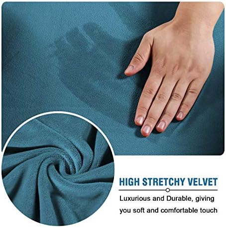 H.VERSAILTEX Wingback Chair Covers Velvet Plush Wing Chair Slipcover 1 Piece High Stretch Wing Back Chair Slipcovers Sofa Cover Furniture Cover with Elastic Bottom, Peacock Blue
