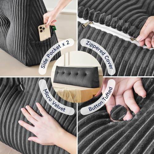 Z-hom Large Headboard Pillow Full,NO ROLL Pillow, Wedge Pillow Headboard