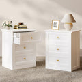 wanan Nightstands Set of 2 with Hidden Drawer, White and Gold