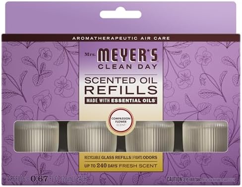 MRS. MEYER'S CLEAN DAY Scented Oil Refills, Compassion Flower, 4 Refills