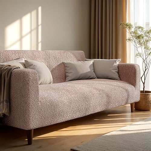 PAULATO Premium Stretch Couch Covers for Sofa - Sofa Chair Cover Washable, Dogs & Pets Friendly - Elastic Polyester Loveseat Slipcovers - Non-Slip Love Seat Couch Covers - Blush Taupe (40"-63" Wide)