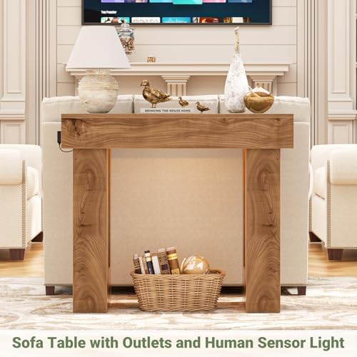 Unikito 39" Entry Table with Sensor Light & AC Outlets with USB-C Ports