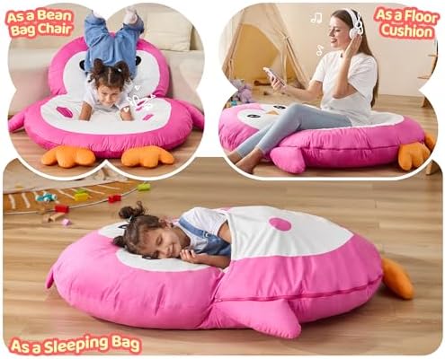 Hobestluk Bean Bag Chair for Kidsbean Bag Playroom Living Room Pink