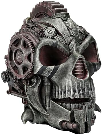 Pacific Giftware Detailed Diesel Punk Skull Figurine 6" Steampunk Decor with Rusty Bronze Finish Gears and Industrial Design Perfect for Desk Display or Home Decor