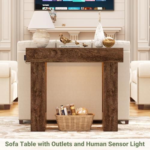 Unikito 39" Entry Table with Sensor Light & AC Outlets with USB-C Ports