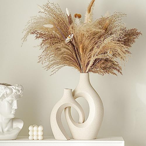 Lvases Snuggle Hollow Ceramic Vase of 2, Boho Nordic Modern Home Decor Vase