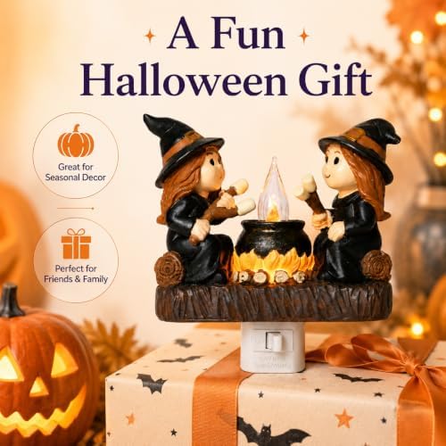 Dlfghos Halloween Witch Campfire Nightlight Witch Flickering Night Light