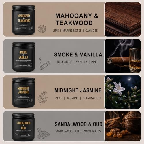 Yinuo Candle Gift Candles for Men, 4-Pack 36 oz Scented Candles