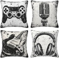 Rock Music Decorative Throw Pillow Covers 18x18 Inch Set of 4