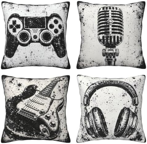 Rock Music Decorative Throw Pillow Covers 18x18 Inch Set of 4