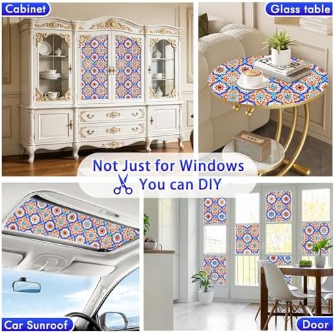 SOMWISE Frosted Window Privacy Film, Decorative Sun Heat Blocking, Anti UV