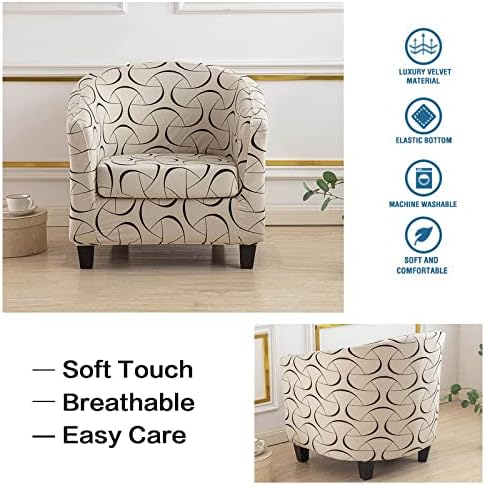NILUOH Club Chair Covers 2-Piece Stretch Tub Chair Cover Printed Round Barrel Chair Slipcovers Non Slip Armchair Covers Couch Covers with Elastic Bottom for Bar Counter Living Room,Color 23
