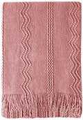 BOURINA Coral Pink Throw Blanket 50x60 Inch Knitted Soft Throw Sofa Blanket