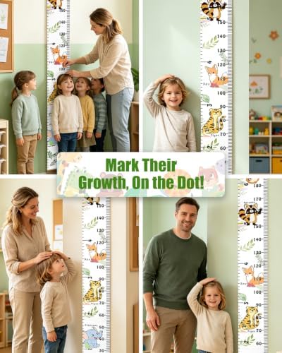 Growth Height Chart for Kids, Removable 79"x7.9" (Cute Animal)