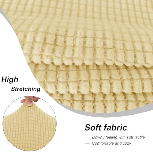 4 Pieces Stretch Couch Cover for Sofa, 3 Cushion, Beige