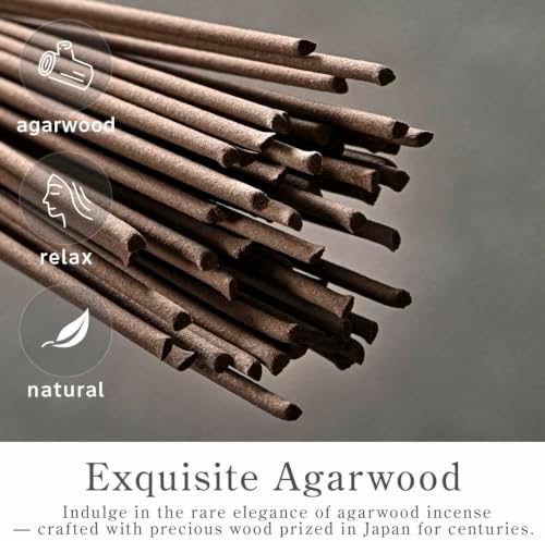 Kyoto Agarwood Incense Sticks - Japanese Temple Aroma, Ideal for Relaxation & Meditation, Approx. 60 Sticks (0.044 Pounds) - Premium Quality Incense for Spiritual & Home Use Nagomikobo