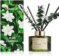 Airkeep Reed Diffuser Set with 6.76 fl oz Pure Gardenia Scent Essential Oils and 3 Leaves & 8 Diffuser Sticks,Bathroom Shelf Decor & Air Freshener, House Bedroom Office Decor & Gifts