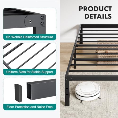 OLIXIS Heavy Duty Sturdy 12 Inch Metal Twin Bed Frame, 500LBS