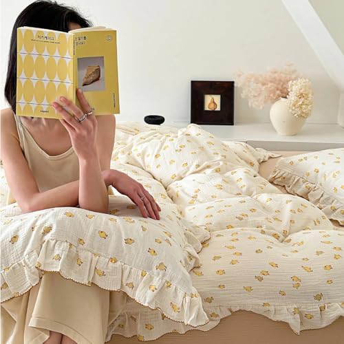 Muslin Cotton Duvet Cover Twin Kids Bedding, Duck Print, No Pillow