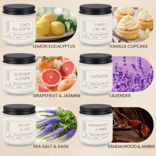 Molensun Scented Candles for Home, 6 Scents, 3.5 oz Each, Soy Wax Gift Set