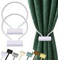 Hion Magnetic Curtain Tiebacks White 2pcs, Curtain Holdbacks Hooks Holders