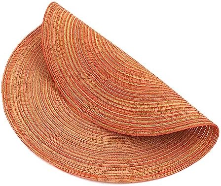 SHACOS Round Placemats Set of 4 Woven Braided Place Mats Table Placemats 15 inch Circle Place Mats Easy to Clean Table Mats Indoor Outdoor, Fall Color Mix