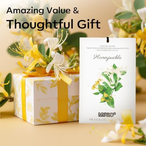 MYARO 12 Pack Honeysuckle Scented Sachets, Closet Deodorizer Car Freshener