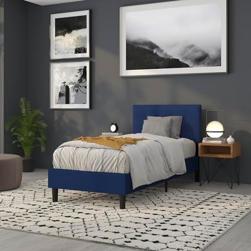 BizChair Quilted Tufted Upholstered Twin Size Headboard in Navy Fabric