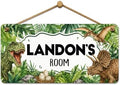 Custom Dinosaur Room Decor for Boys, Personalized Name Wooden Door Plaque for Kids Bedroom Nursery Wall Art Decorative