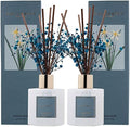 Cocorrína Premium Reed Diffuser Set with Preserved Baby's Breath & Cotton Stick Cashmere Vanilla 2 Packs, 6.7oz Scent Fragrance Oil Diffuser for Bedroom Bathroom Home Décor