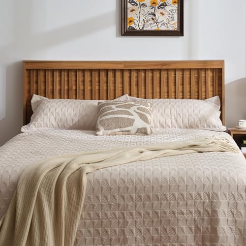UEV Headboard with Light Elegant Wood Design (Wooden, Queen)