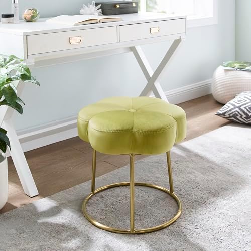 Linon Talulah Light Green and Gold Vanity and Accent Stool