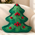 AELS Christmas Tree Pillow with Red Pom-pom, Embroidered Decorative Holiday Pillow, Holiday Throw Pillows for Christmas Decor, Plush Tree Shaped Decorative Pillows for Living Room Bedroom Sofa, Green