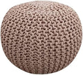 FRELISH DECOR Round Pouf Ottoman (20 Diameter x 14 Height) Taupe