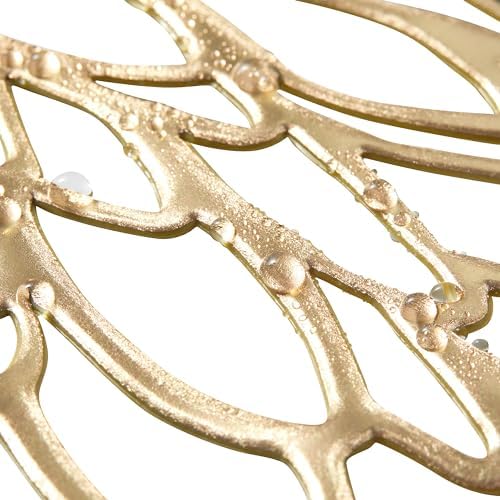 Juvale 10 Pack Gold Vinyl Placemats - 14.4" x 14.4" Round Table Mats and Plate Chargers with Leaf Design for Elegant Table Decor and Protection - Stylish Charger Plates for Events and Wedding Parties