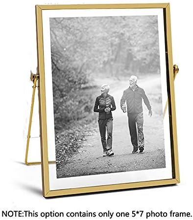AceList Glass Picture Frame, 5x7 Metal Geometric with Clear Cover