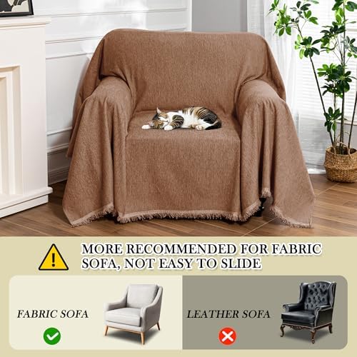 MEETSKY Oversized Chair Cover Armchair Small Couch Cover Single Sofa Cover for Dog Couch Cover for Sofa Recliner，Chenille Sofa Throw Cover for Pets Sofa Cover Thick Washable, 71" x 91", Camel