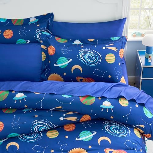 Joiedomi Kids Comforter Set Bedding Set for Boys Girls Super Soft Microfiber Bed in a Bag with Comforter Sheets Pillowcase Sham, Dark Blue Cosmic Space, Full