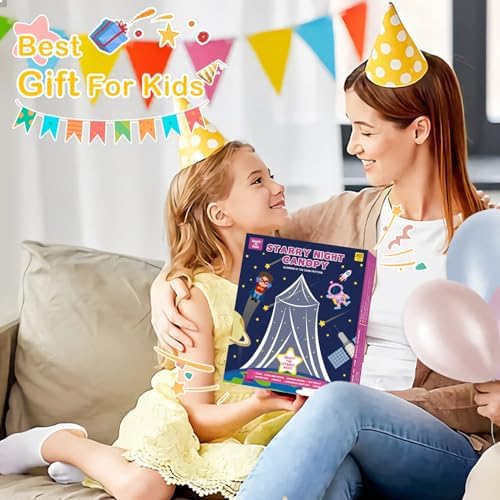South to East Beige Bed Canopy for Girls with Glowing Butterfly, Girl Gift